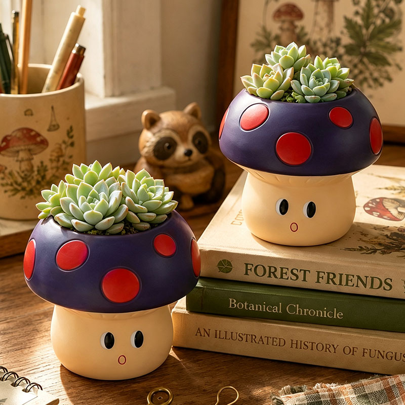 Cute Cartoon Mushroom Resin Su - Snake Plant Ceramic review and price