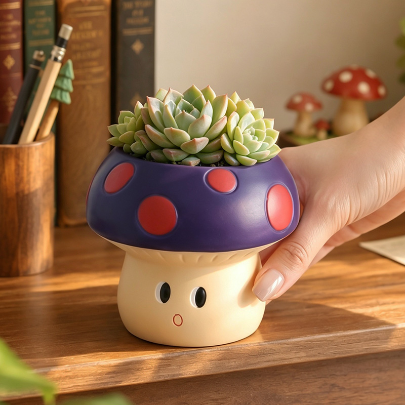 Cute Cartoon Mushroom Resin Su - Snake Plant Ceramic review and price